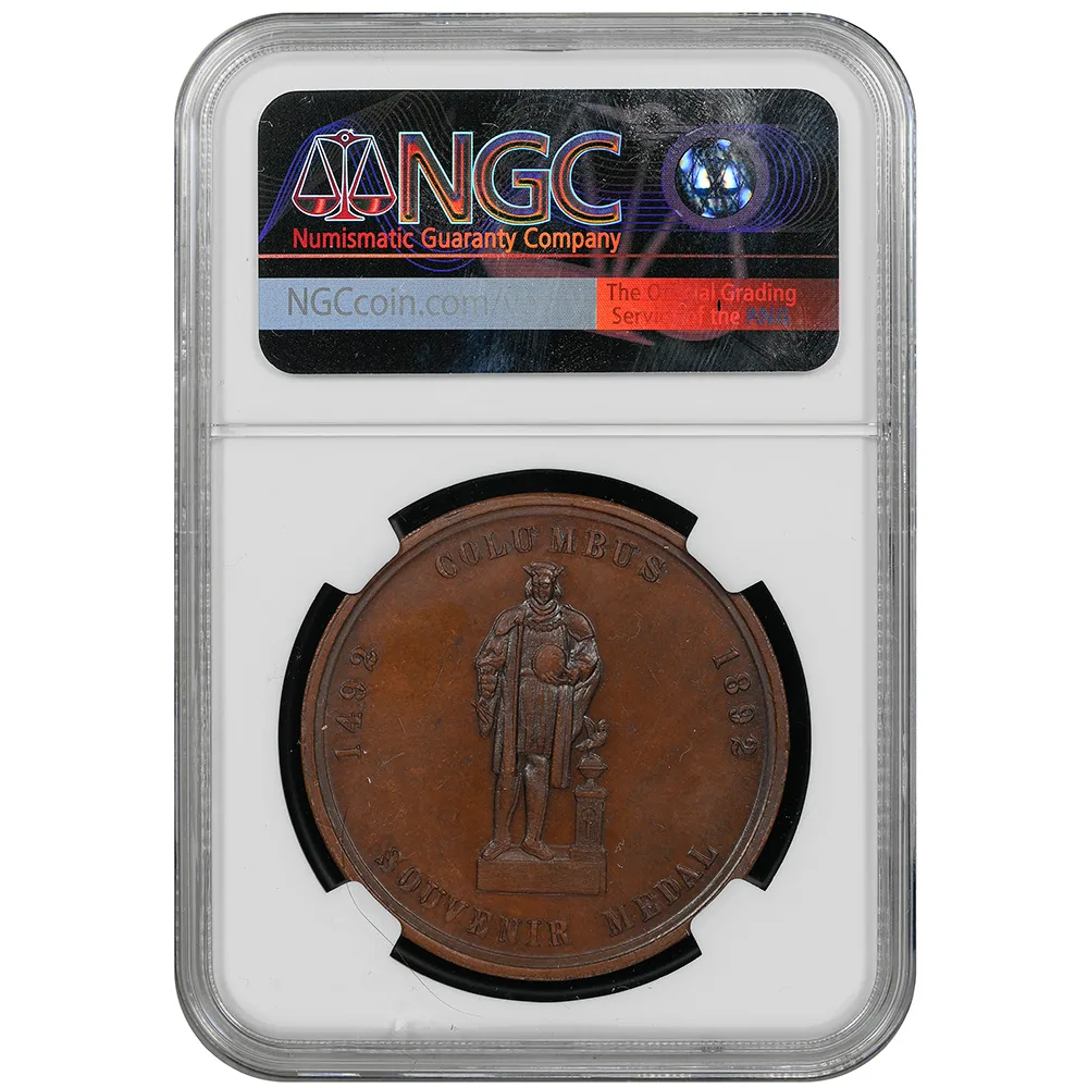 1892 E-309A CU 38mm Columbus Statue Phillip & James Church NGC MS63