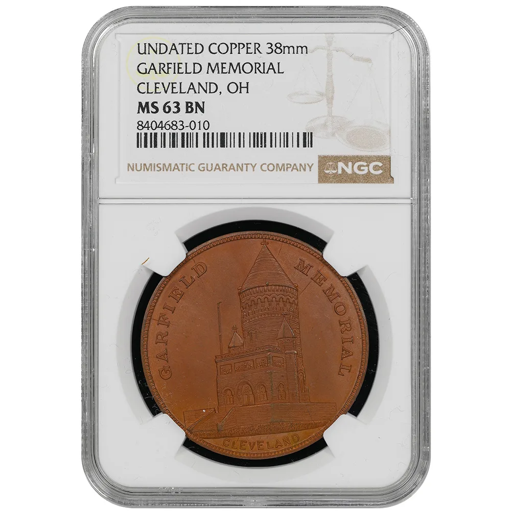 1881 CU 38mm James Garfield Memorial Cleveland, Ohio NGC MS63