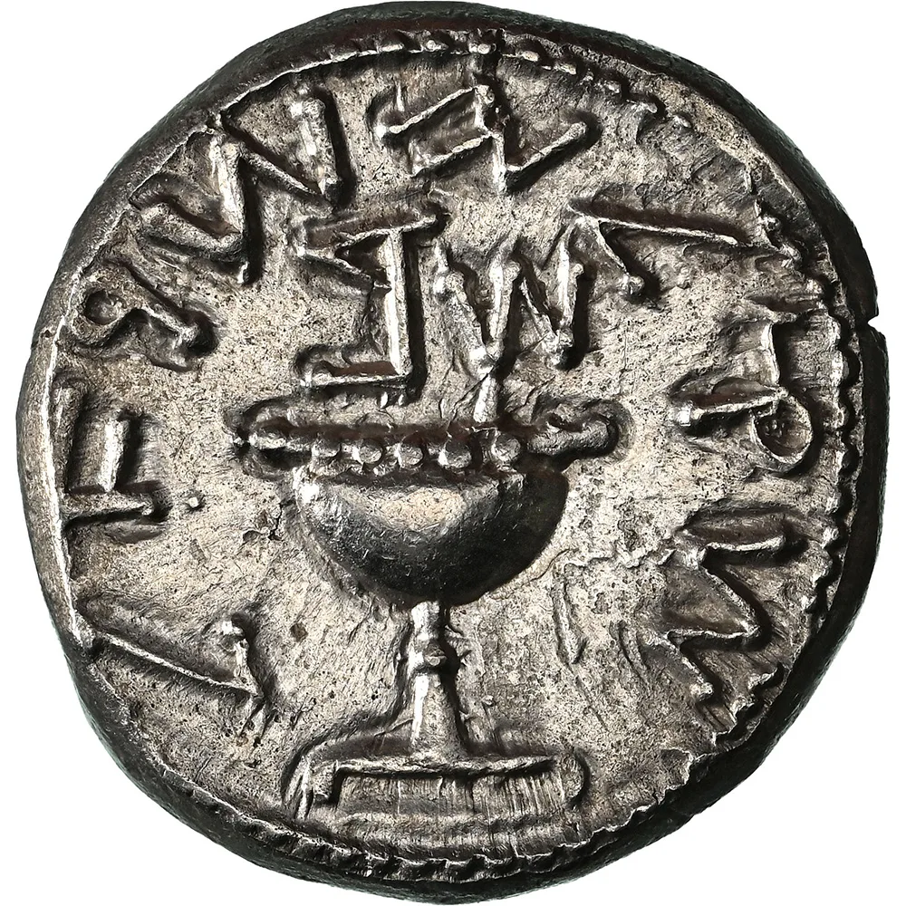 JUDAEA. First Jewish War, 66-70 C.E. AR Shekel (13.93 g), Jerusalem Mint, year 2 (67/8 C.E.) NGC AU Strike 5/5