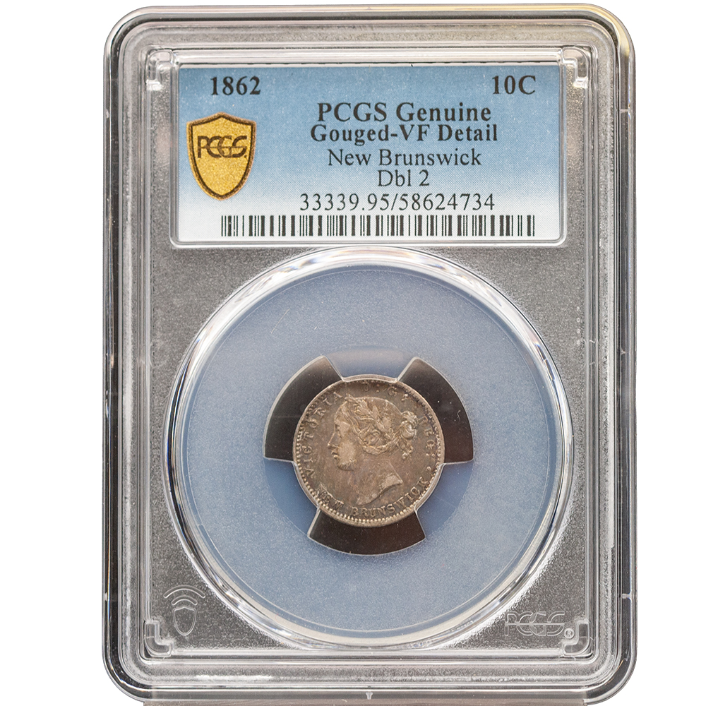 1862 Canada New Brunswick 10 Cents PCGS Double 2/2 Variety VF Details