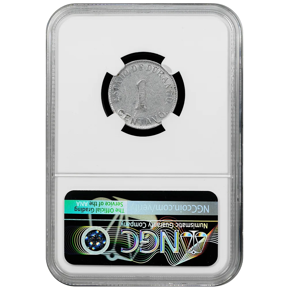 1914 Mexico Durango Aluminum Un Centavo NGC AU 55