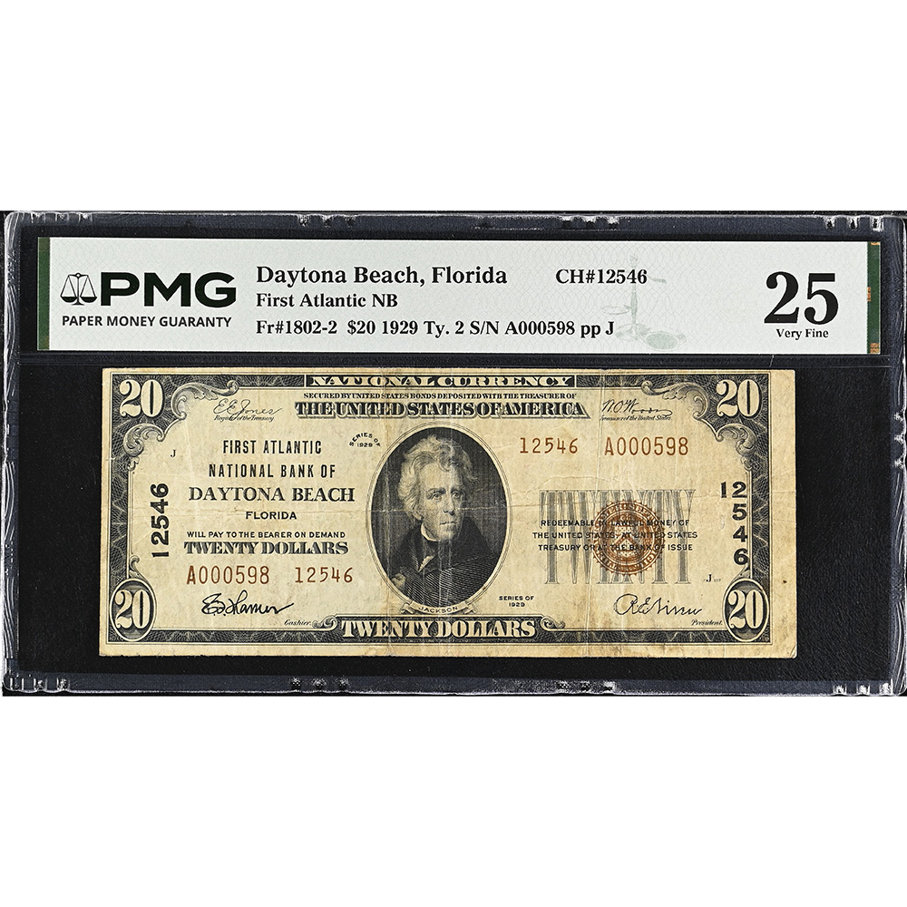 $20 1929 First Atlantic National Bank of Daytona Beach, Florida Ch #12546 PMG 25