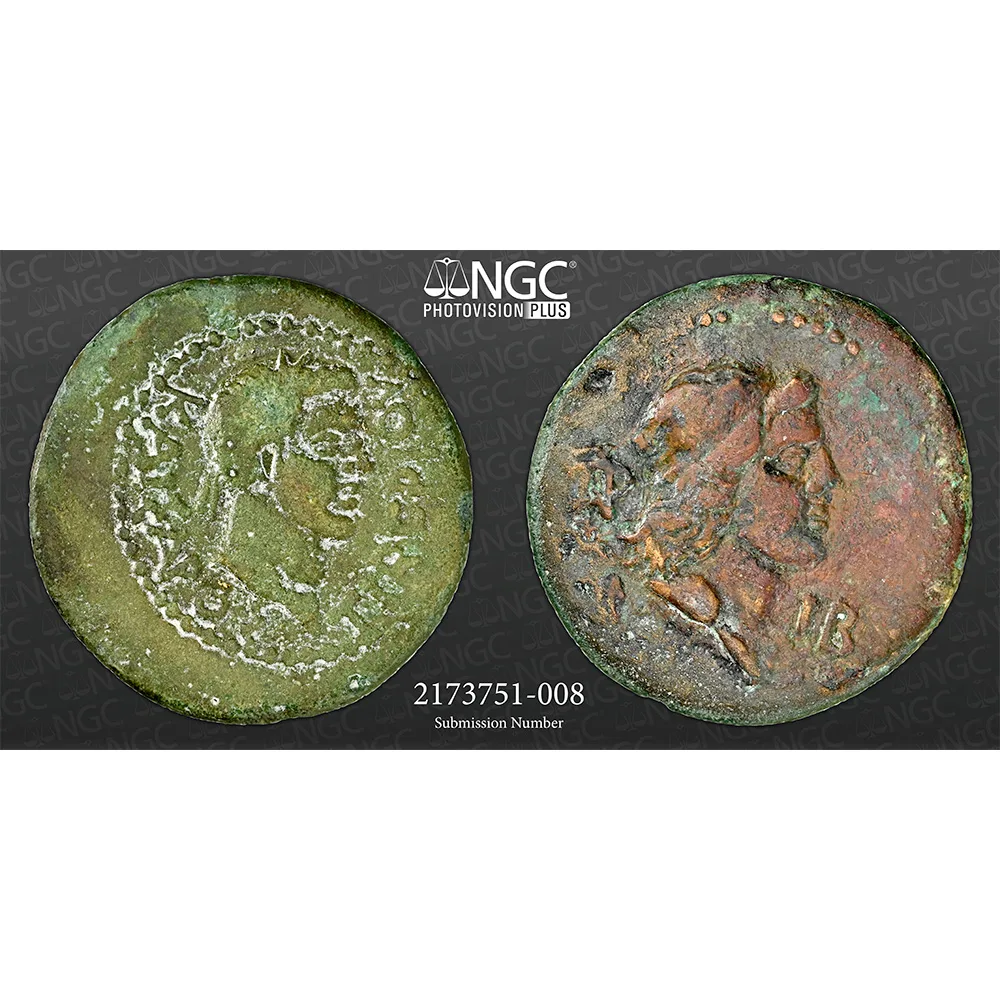 AD 14-38 Kingdom Of Bosporus Aspurgus/Tiberus Lungdunum AE 12 Units NGC CH F