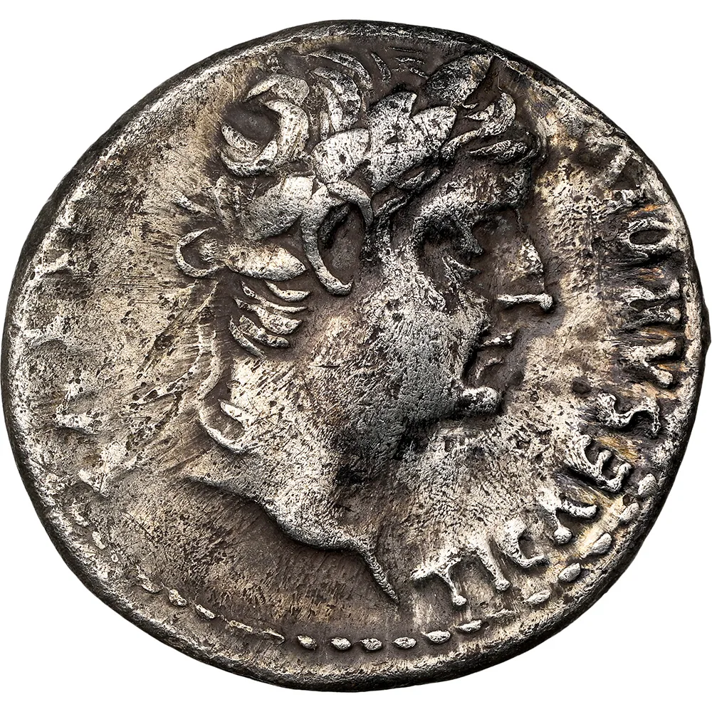AD 14-37 Roman Empire Tiberus Lungdunum AR Denarius NGC VF