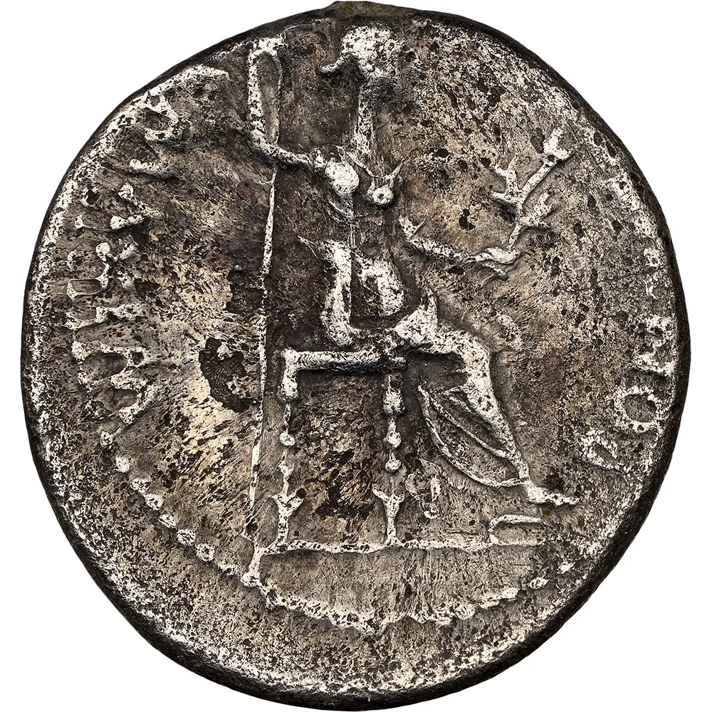 AD 14-37 Roman Empire Tiberus Lungdunum AR Denarius NGC VF