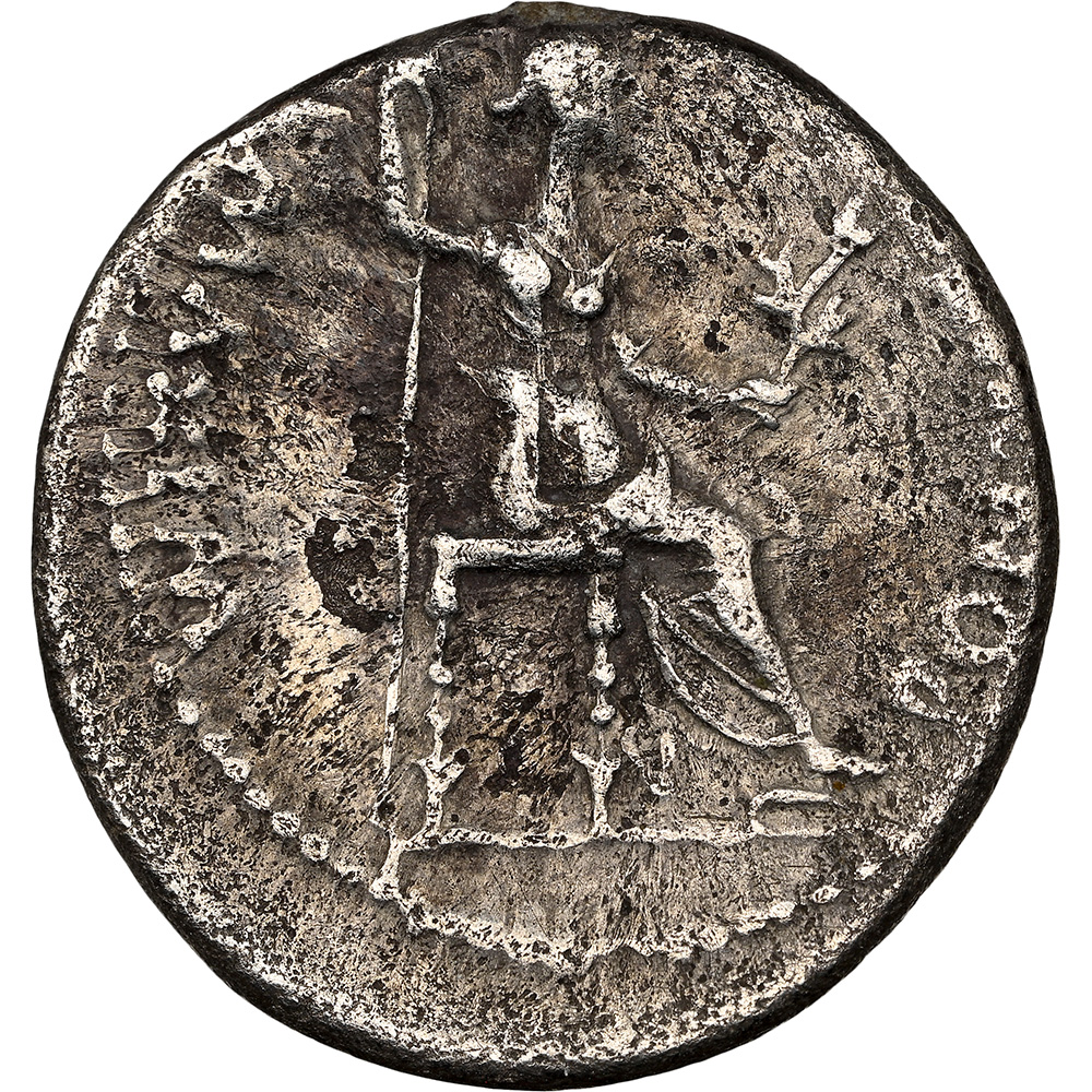 AD 14-37 Roman Empire Tiberus Lungdunum AR Denarius NGC VF