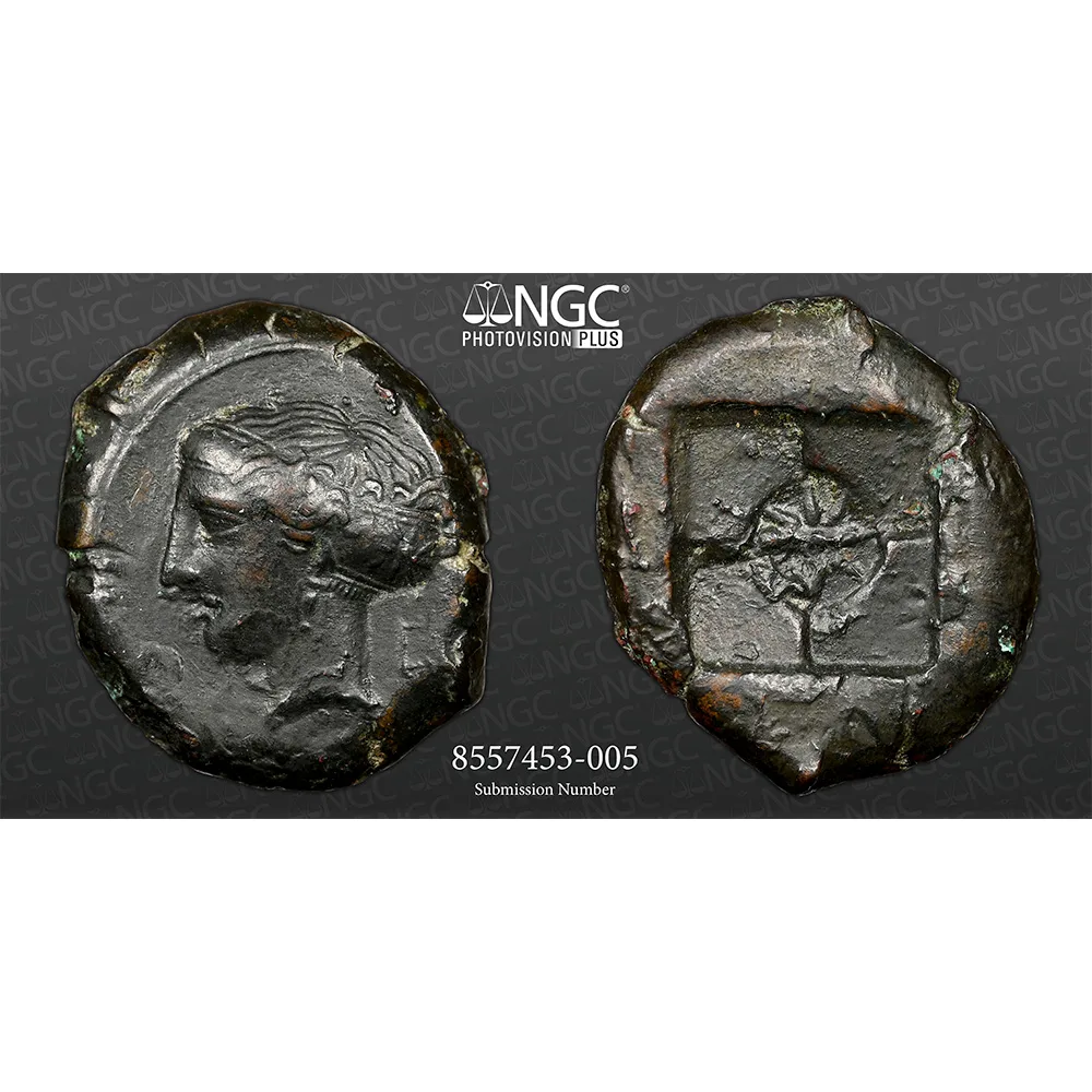 c.415-400 BC Sicily Syracuse AE Hemilitron OBV Arethousa NGC XF