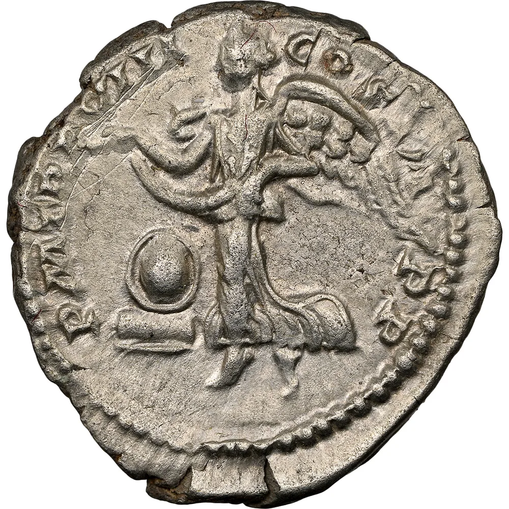 AD 193-211 Roman Empire Septimius Severus Rev Victory AR Denarius NGC AU