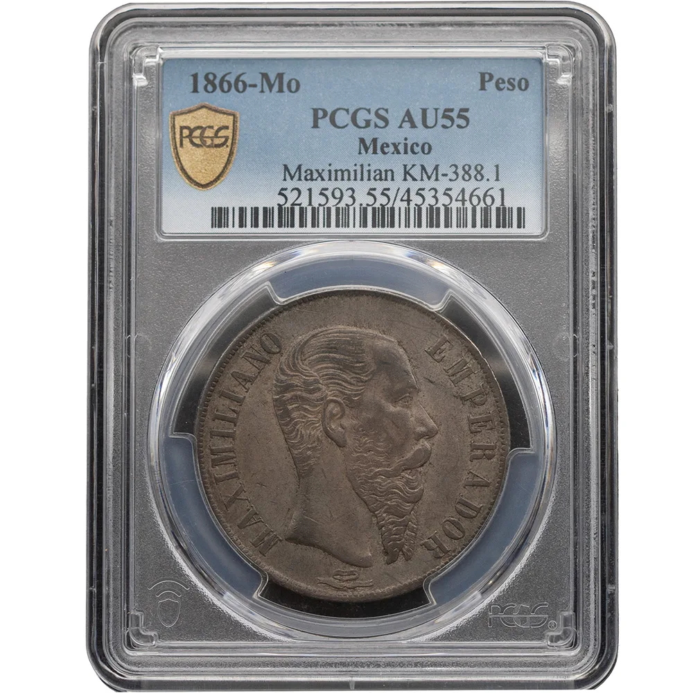1866-Mo Mexico Maximilian Peso PCGS AU 55