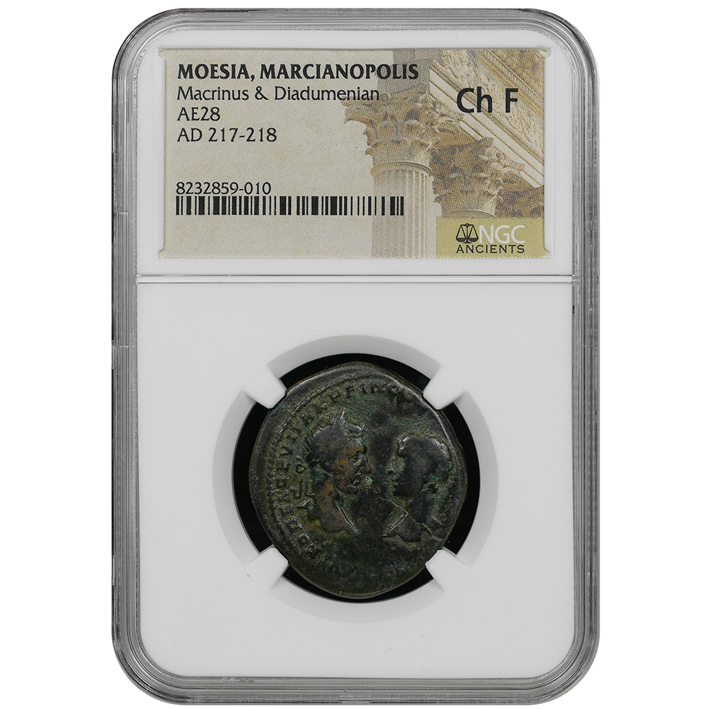 AD 217-218 Moesia Inferior, Marcianopolis Macrinus & Diadumenian AE28 NGC Ch F