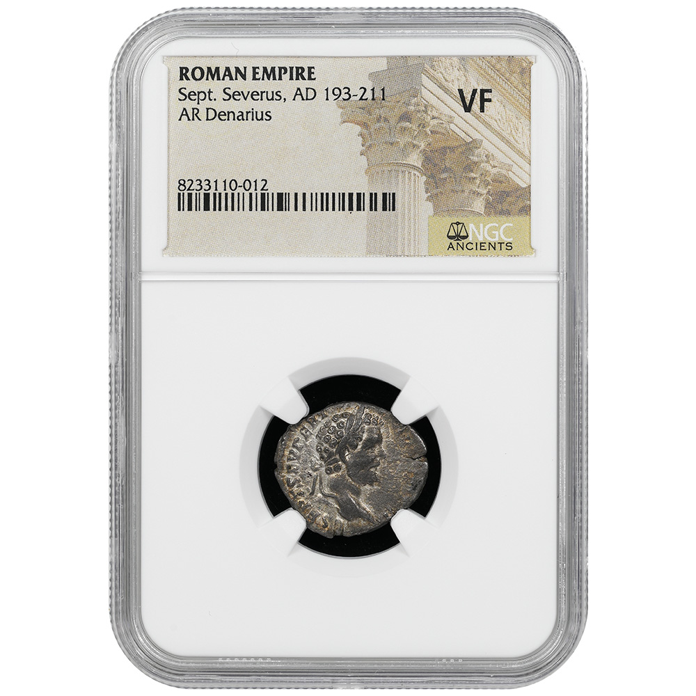 Roman Empire Severus Severus Rev Victory AR Denarius AD 193-211 NGC VF