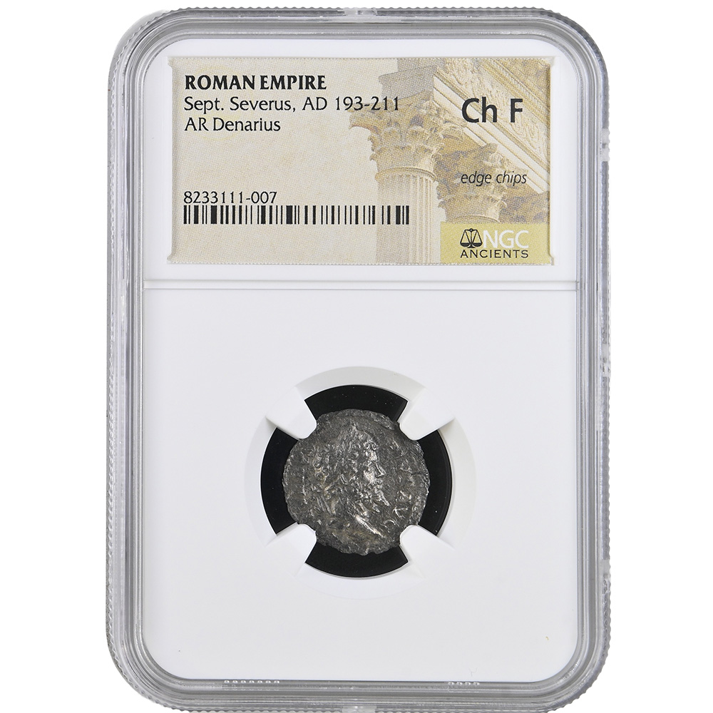 AD 193-211 Roman Empire Severus Severus AR Denarius RIC 185 NGC CH F
