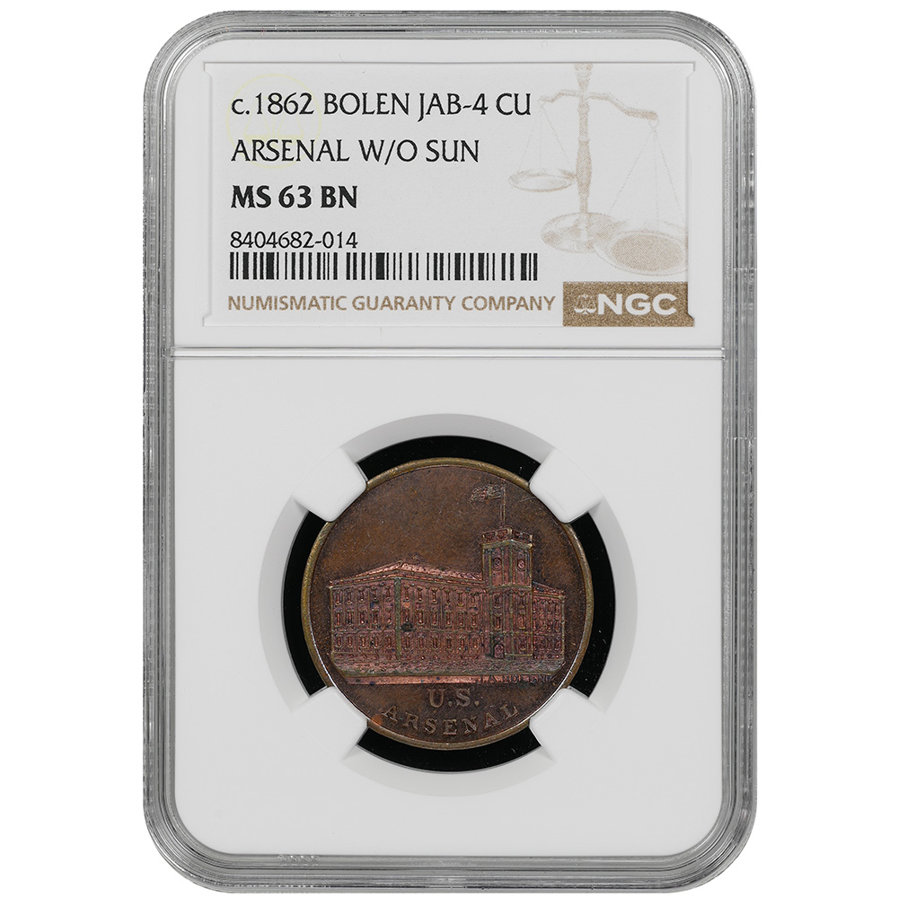 1862 Bolen Jab-4 Arsenal W/O Sun CU NGC MS 63 BN