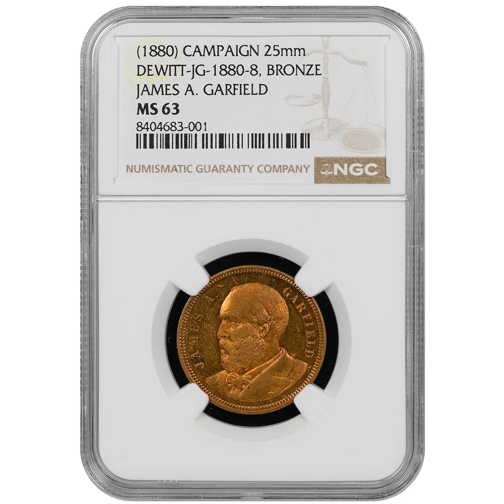1880 Campaign Token DeWitt-JG-1880-8 James A. Garfield 25mm NGC MS 63
