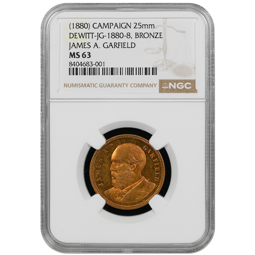 1880 Campaign Token DeWitt-JG-1880-8 James A. Garfield 25mm NGC MS 63