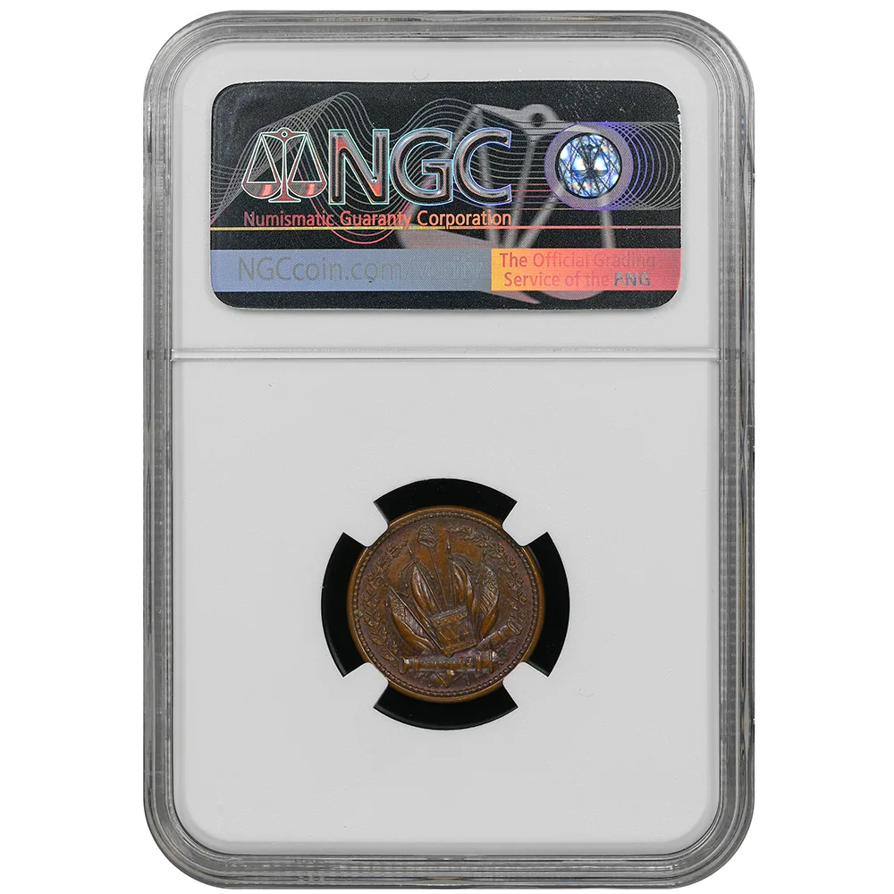 1863 Civil War Token F-79/351a Indian - Crossed Cannons NGC MS 63 BN