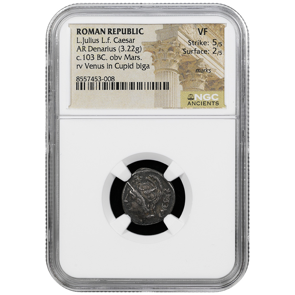 Roman Republic L. Julius L.f. Caesar (ca. 103 BC). AR Denarius NGC VF