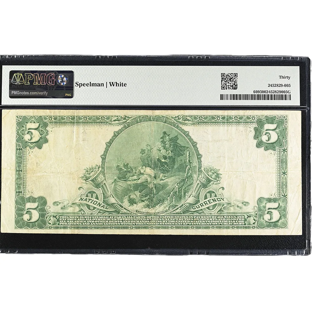 Los Angeles, California - $5 1902 Plain Back Fr. 609 The National City Bank Ch. # 12410 PMG VF 30