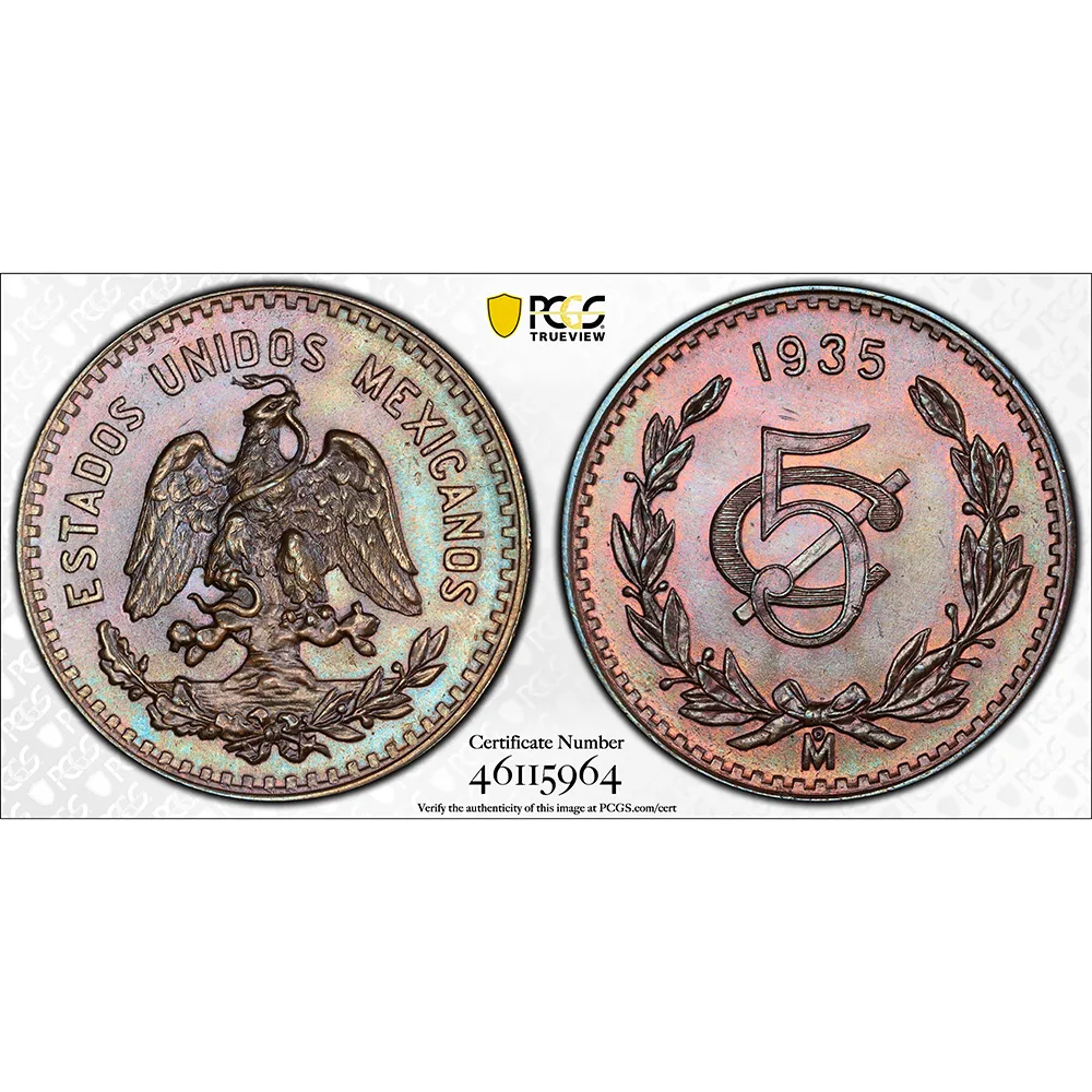 1935-Mo Mexico Cinco Centavo KM-422 PCGS MS65BN
