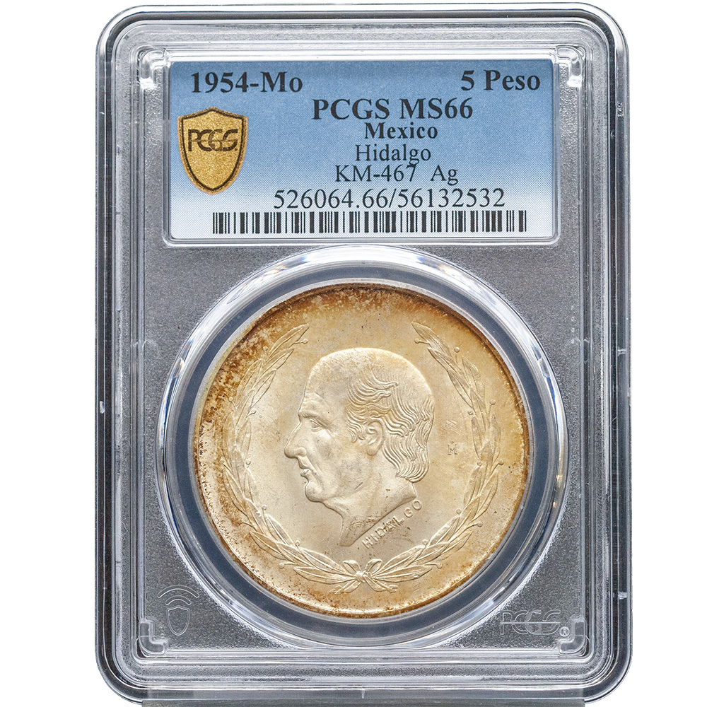 1954-Mo Mexico Hidalgo 5 Peso PCGS MS66
