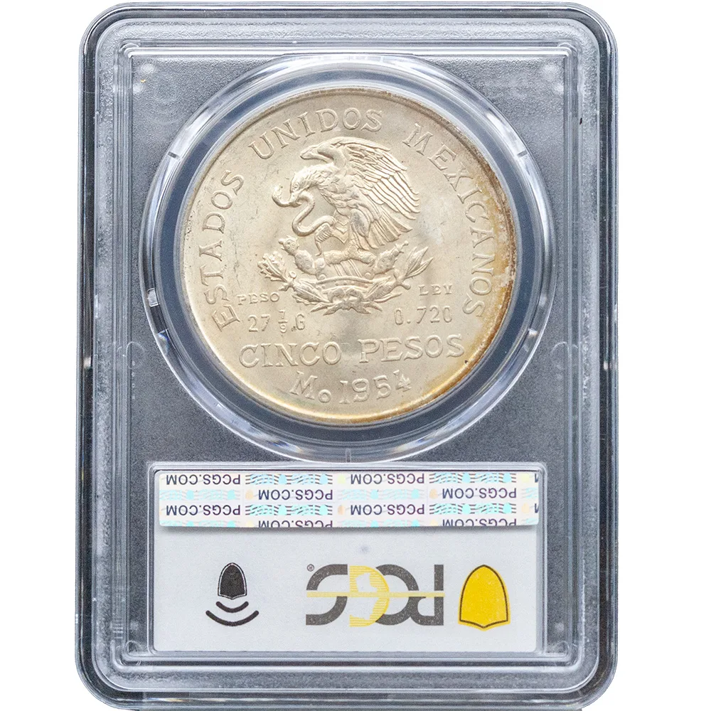 1954-Mo Mexico Hidalgo 5 Peso PCGS MS66