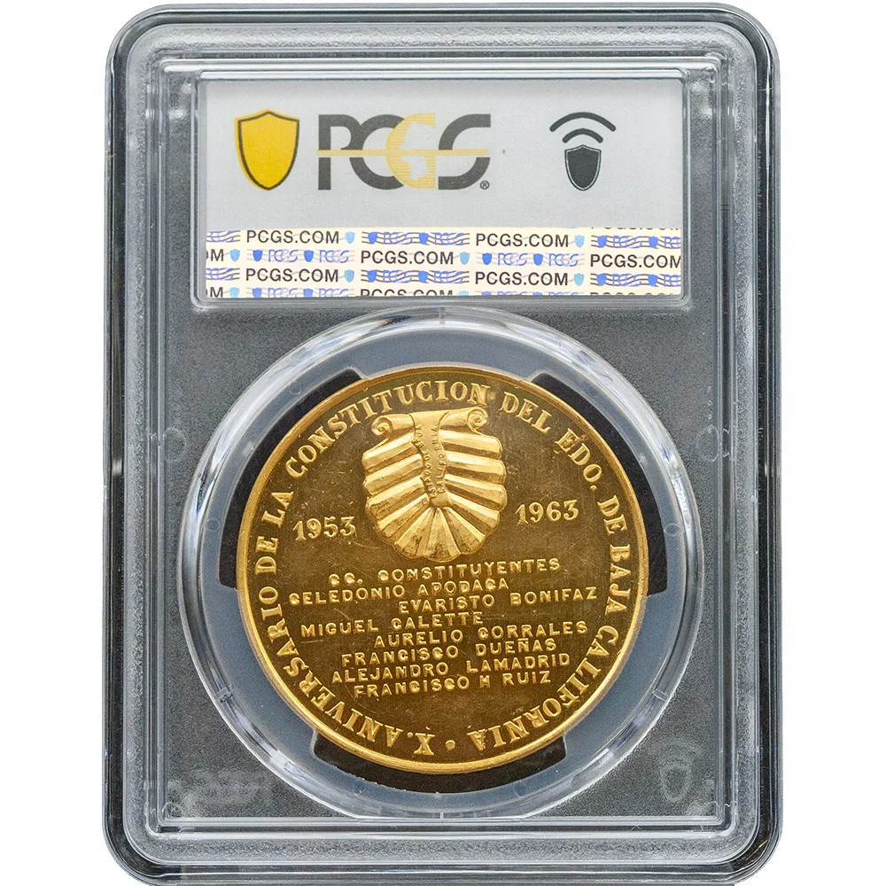 1963 Mexico Baja California Constitution Grove P-814 AU Medal (41.37g) PCGS MS 64