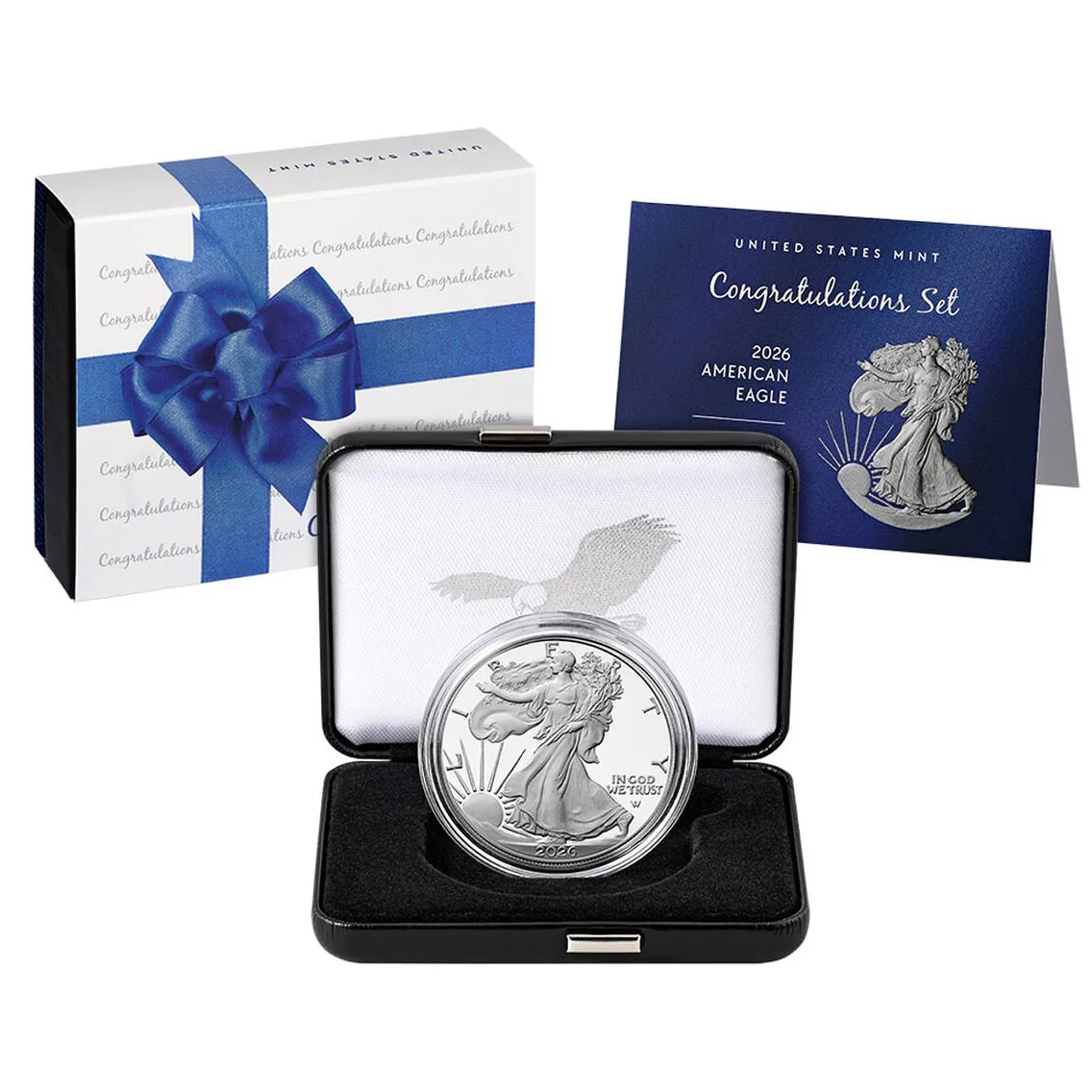 2026-P $1 American Silver Eagle Coin Congratulations Set (w/Box & COA)