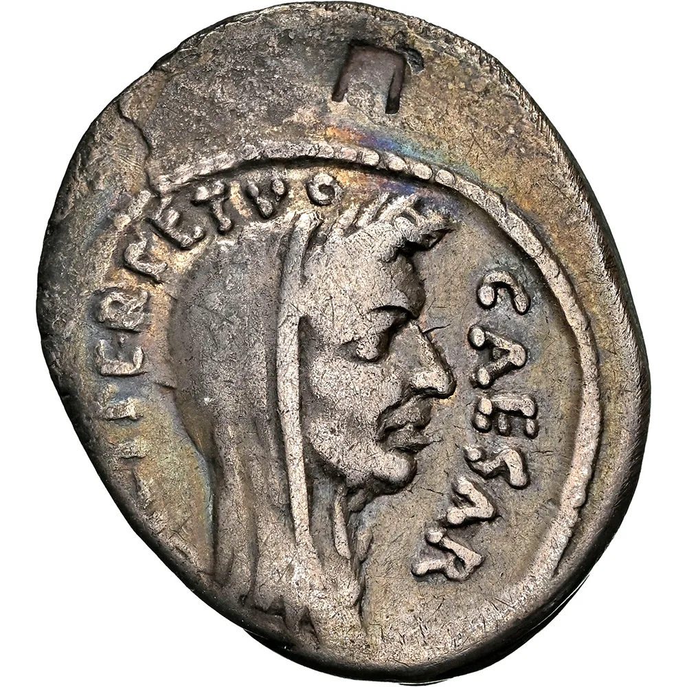 d. 44 BC Roman Imperatorial Julius Caesar AR Denarius NGC Choice Fine Nice Tone