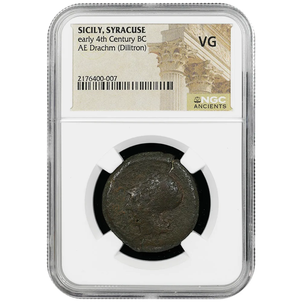 4th Century BC Sicily Syracuse AE Dilitron NGC Very Good