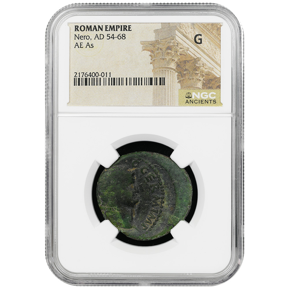 AD 54-68 Nero Roman Empire AE As NGC Good Off-Center