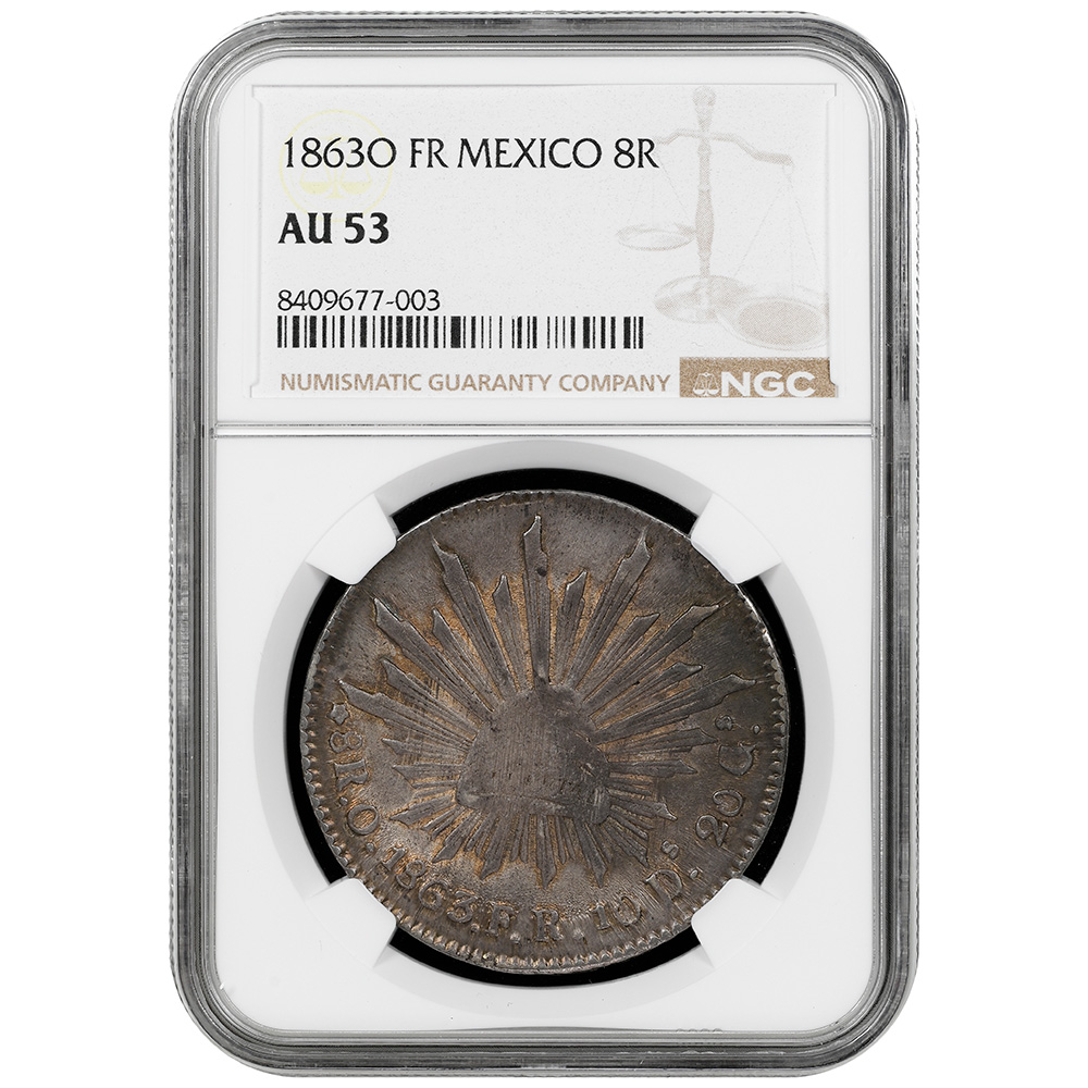 1863-O|FR Mexico 8 Reales NGC AU 53