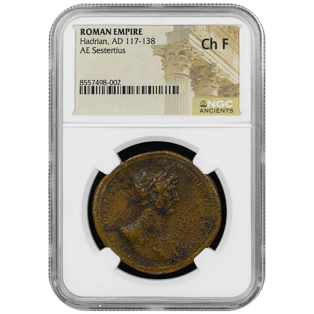 Roman Empire Hadrian AE Sestertius Sestertius Concordia and Spes AD 117 NGC Choice Fine