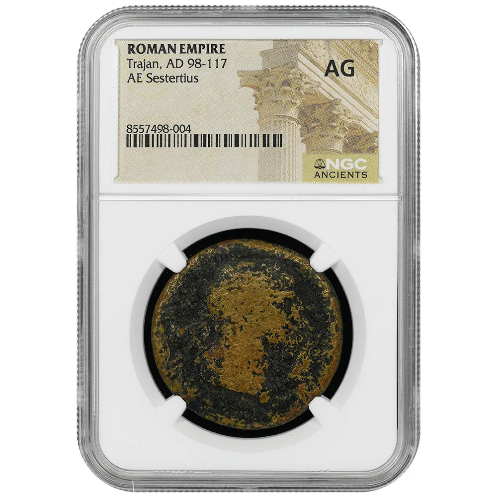 Roman Empire Trajan AD 98-117 AE Sestertius RIC 658 NGC AG