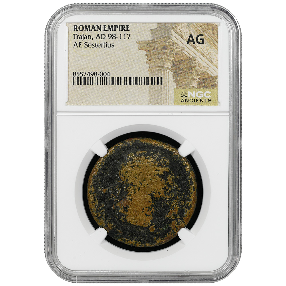 Roman Empire Trajan AD 98-117 AE Sestertius RIC 658 NGC AG
