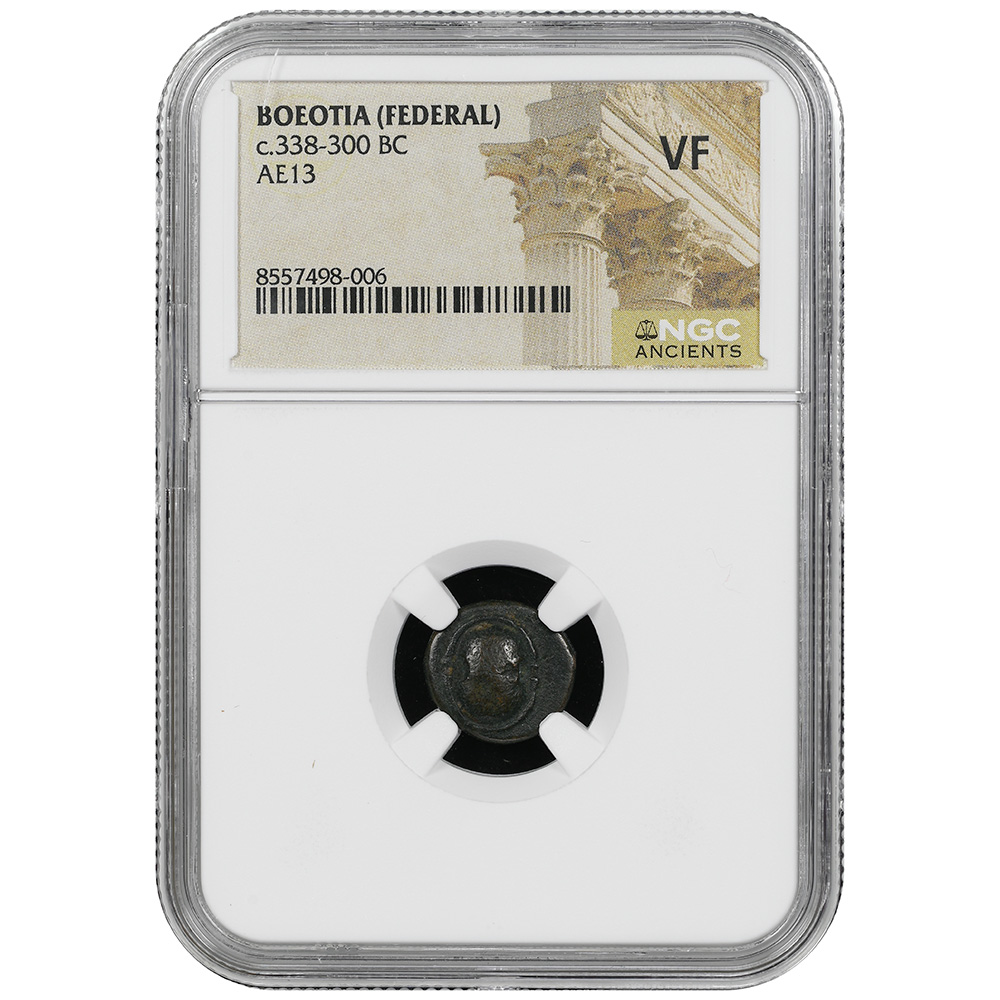 c.338-300 BC Boeotia (Federal) AE 13 Shield / Trident NGC VF