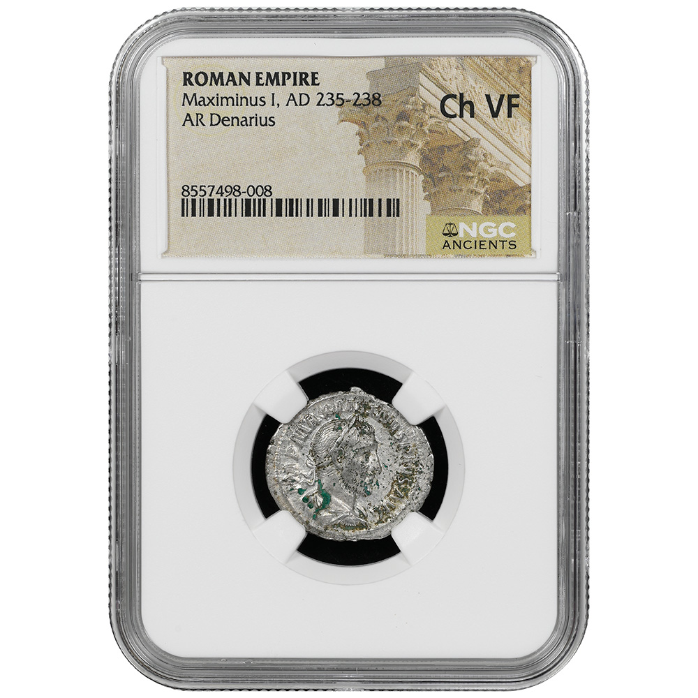 Roman Empire Maximinus I AD 235-238 AR Denarius, Rev Fides NGC CH VF