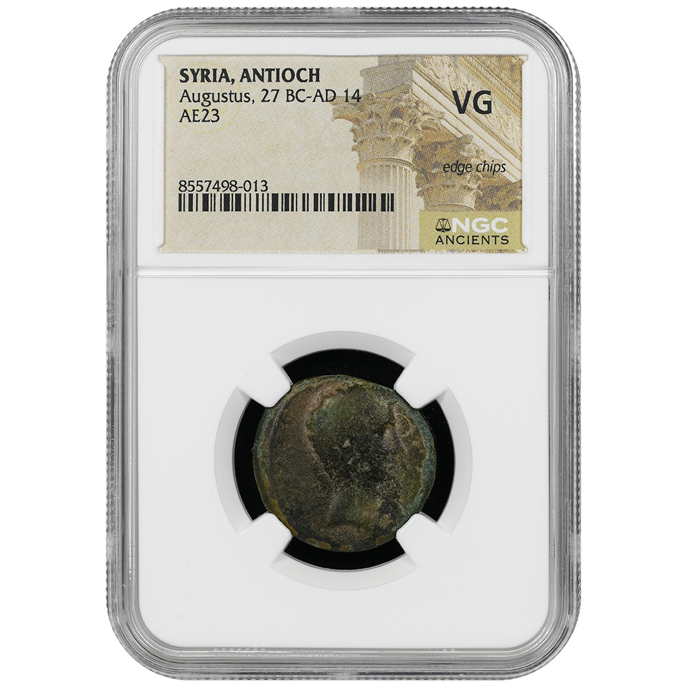 27 BC - AD 14 Syria, Antioch Augustus AE 23 C•A in Laurel Wreath RPC 4104 NGC VG
