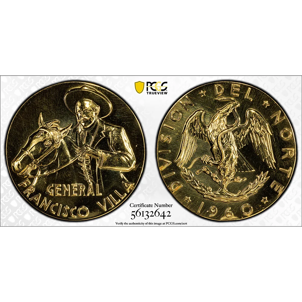 1960 Mexico Pancho Villa Mexican Gold Grove P-372 Medal (41.46g) PCGS MS 62