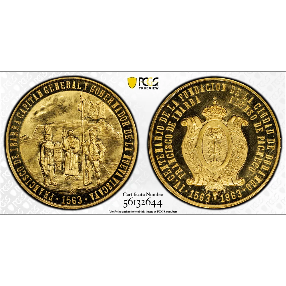1963 Mexico Durango Anniversary Gold Grove-822 Medal (41.65g) PCGS MS 66 - Image 2