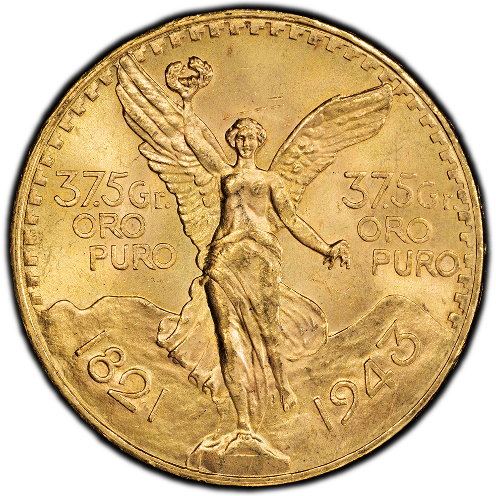 1943 50 Pesos Gold Centenario PCGS MS 64