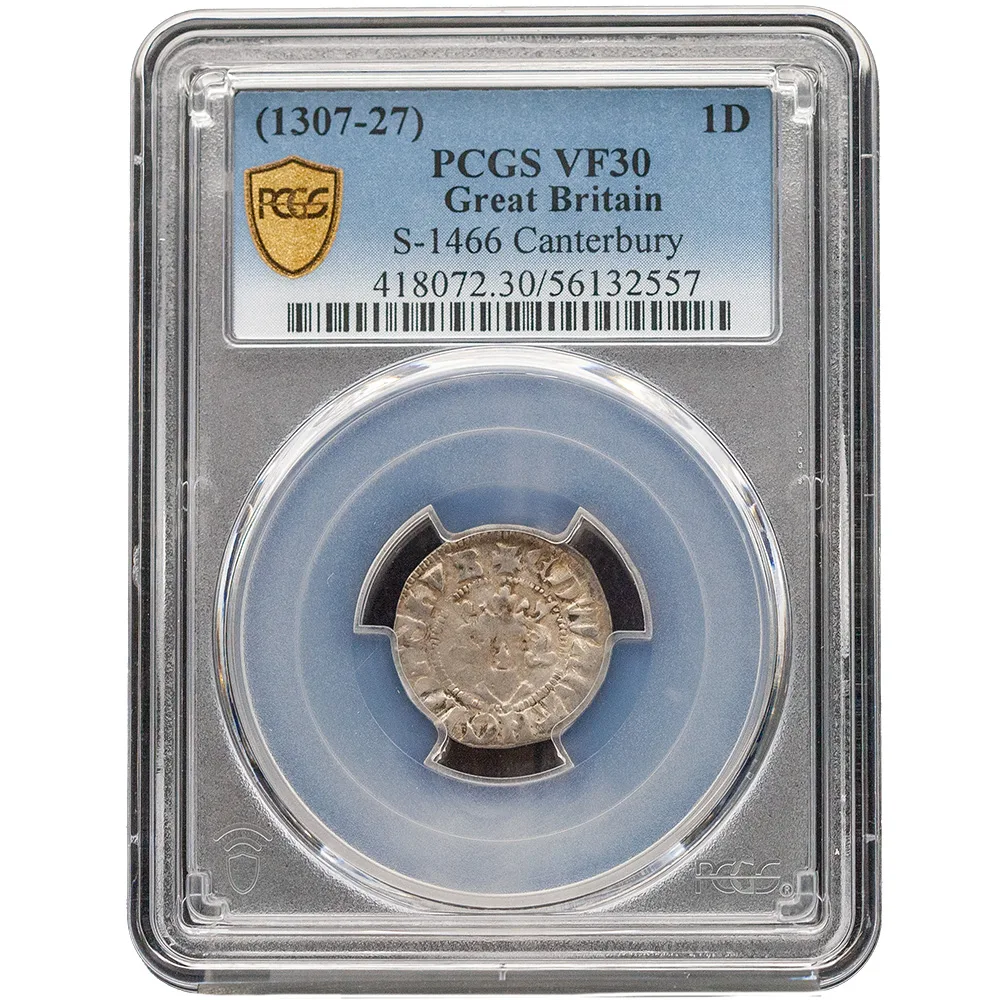 Medieval England Edward II Canterbury 1307-27 Silver Penny S-1466 PCGS VF 30