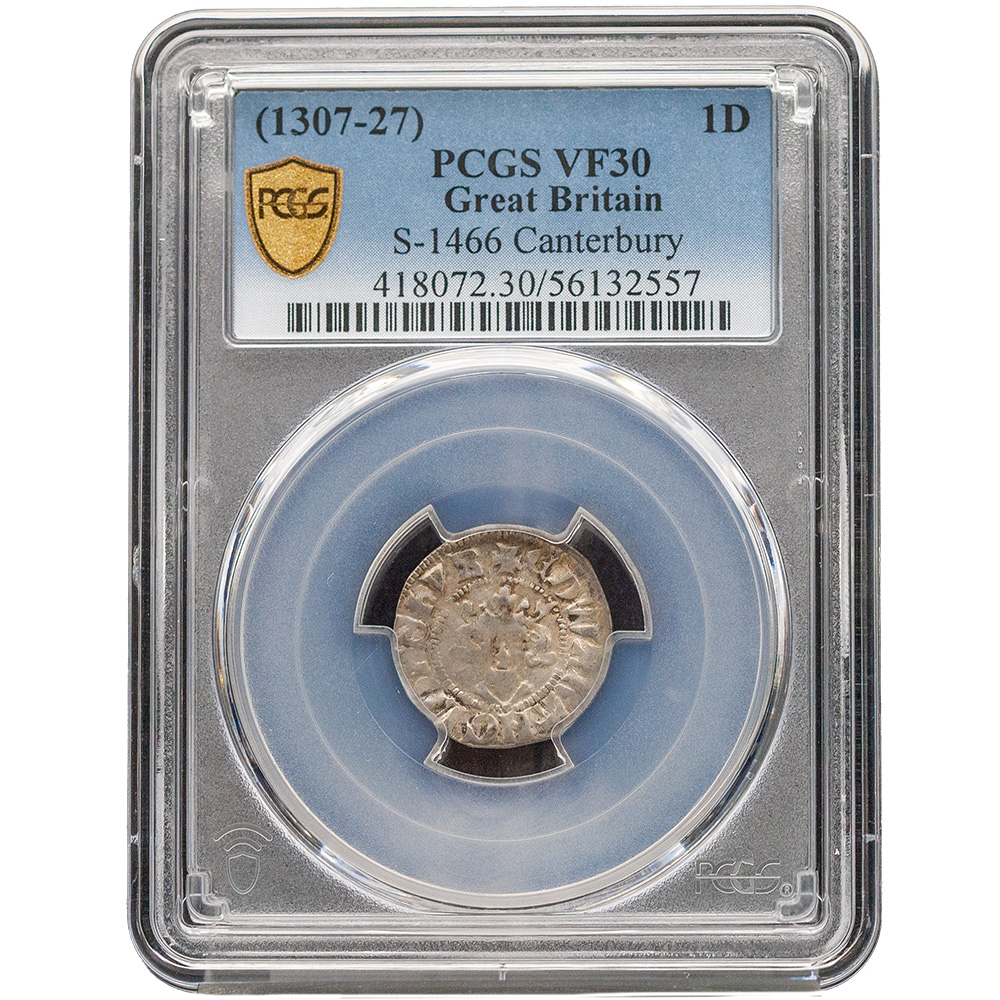 Medieval England Edward II Canterbury 1307-27 Silver Penny S-1466 PCGS VF 30
