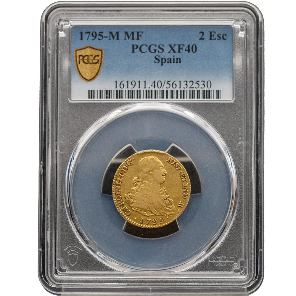 1795-M MF Spain 2 Escudos PCGS XF 40