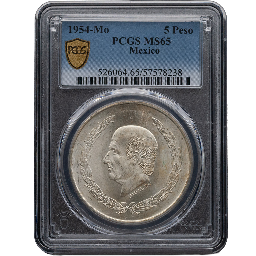1954-Mo 5 Peso Mexico PCGS MS 65