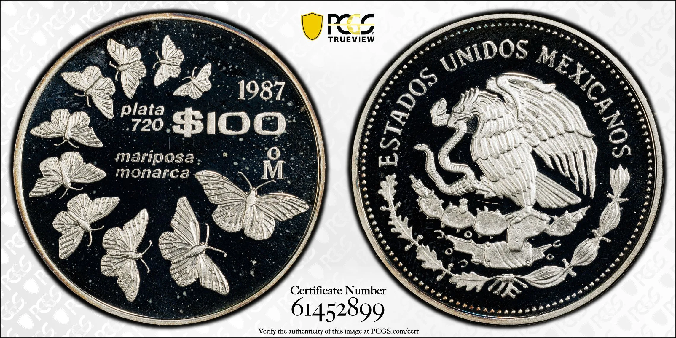 1987-Mo 100P Monarch Butterflies PCGS PR66DCAM - Image 2