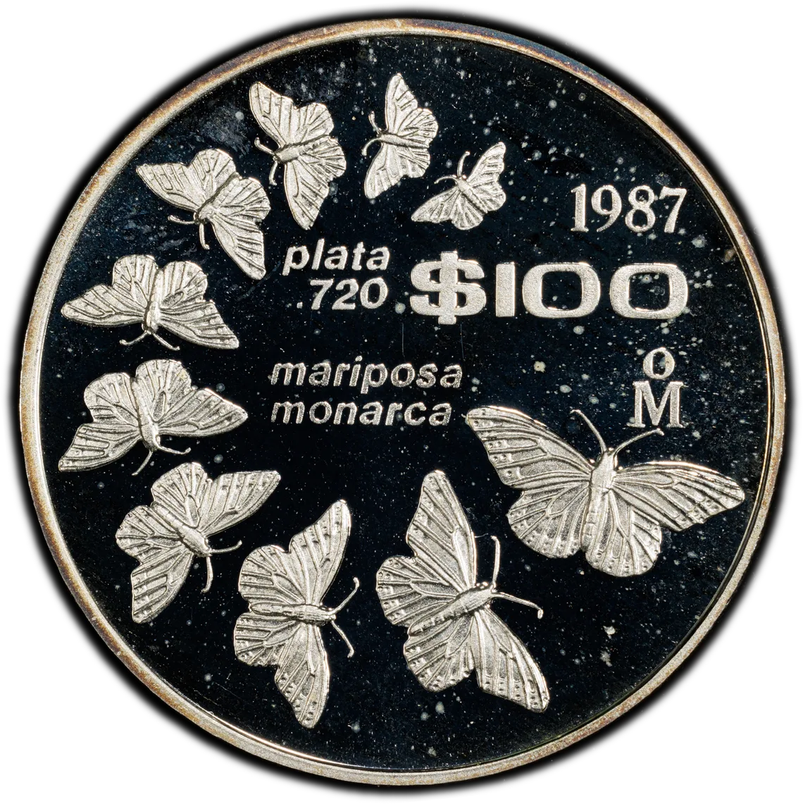 1987-Mo 100P Monarch Butterflies PCGS PR66DCAM