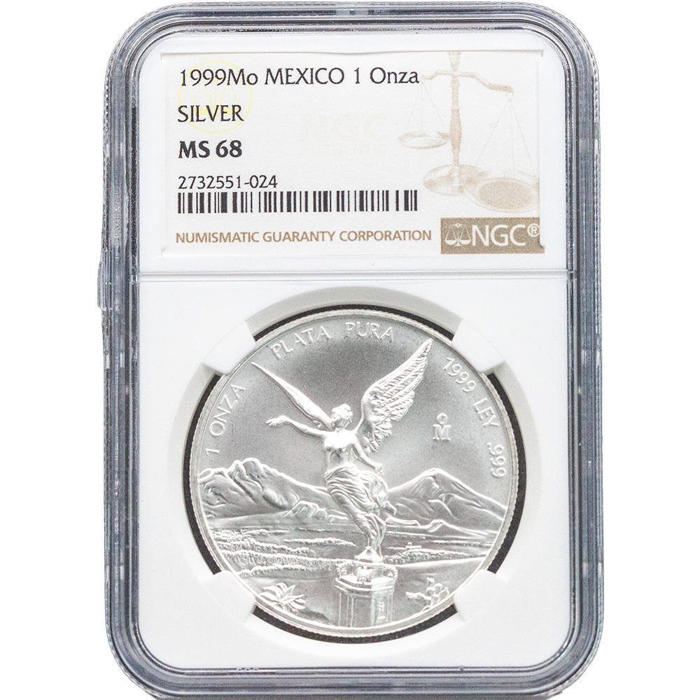 1999 Mexico 1 oz Silver Libertad NGC MS68