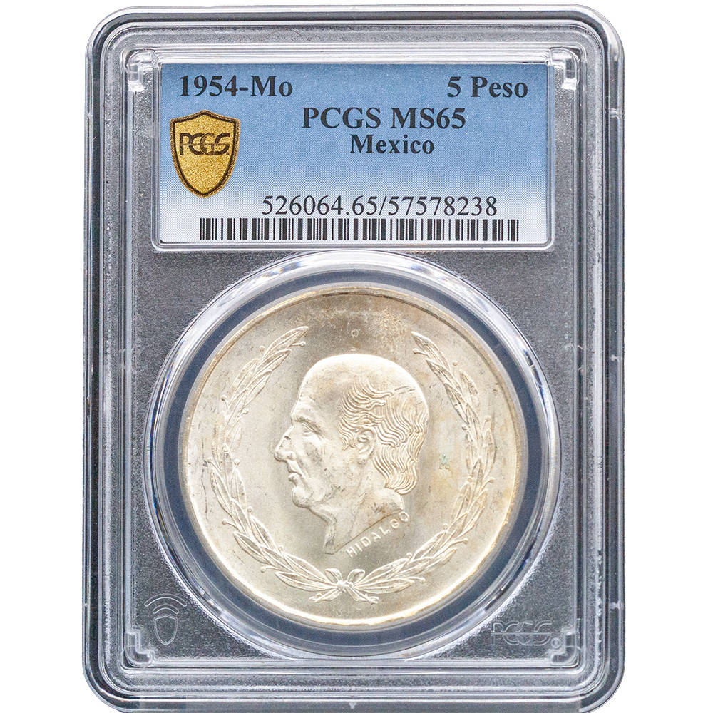 1954-Mo 5 Peso Mexico PCGS MS 65
