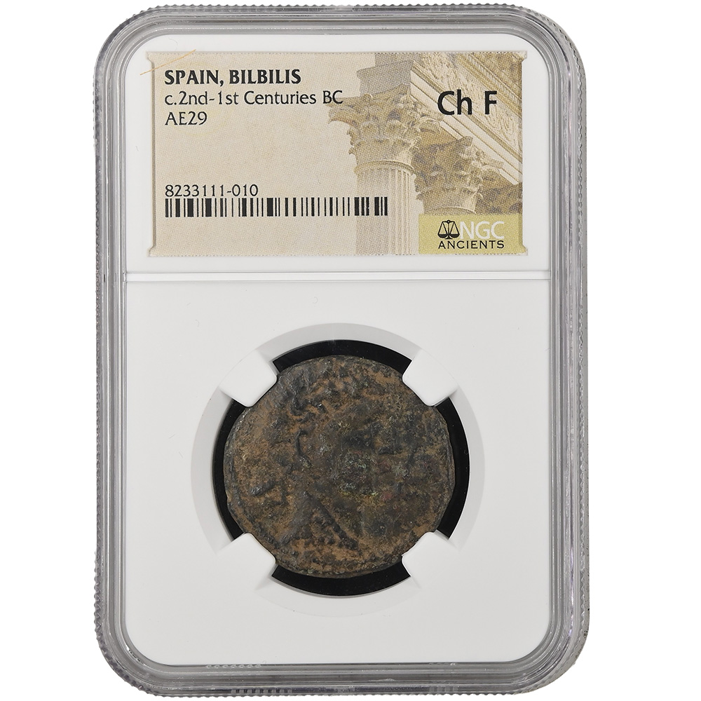 C.2nd-1st Centuries BC Spain, Bilbilis AE29 Bull/Horse NGC F