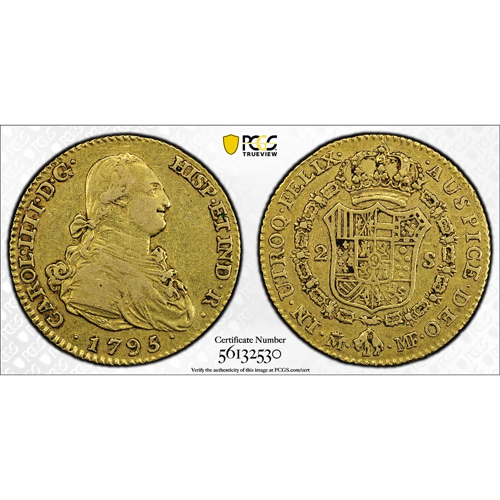 1795-M MF Spain 2 Escudos PCGS XF 40
